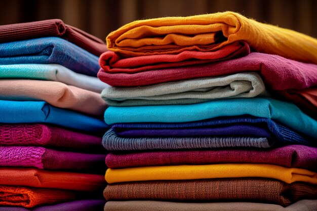 Куча цветных текстильных тканей из льна и хлопка