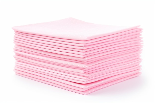 Столб розовых пунктирных бумажных салфетки на белом фоне