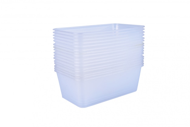 Stack of Plastic food container isolated on white