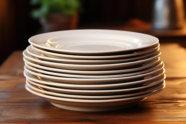 Stack Of Plates On the table professional advertising photography