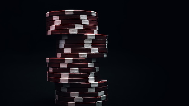 Stack of poker chips for highstakes casino games