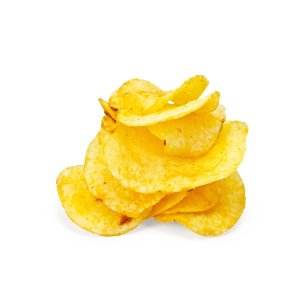 Stack of potato chips isolated  