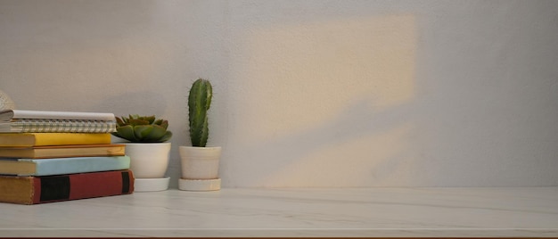 Photo stack of potted plant on table against wall