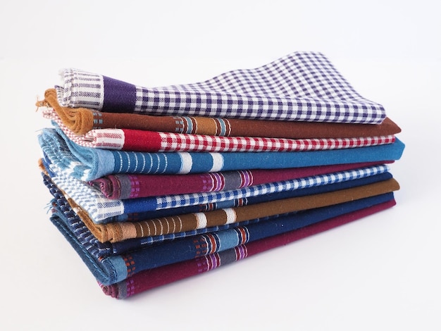 Stack of pure cotton colorful handkerchiefs for blowing nose