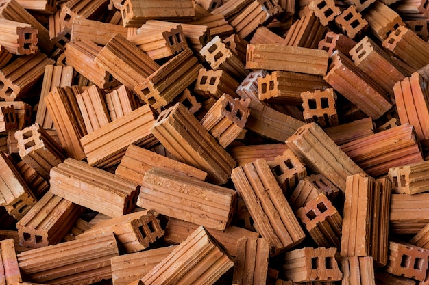 Stack of raw bricks