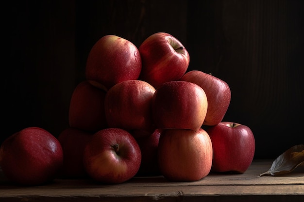 Photo stack of red apples next to corner