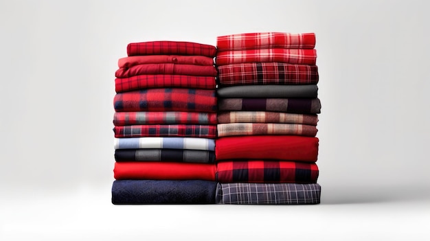 A stack of red plaid bedding in a pile.