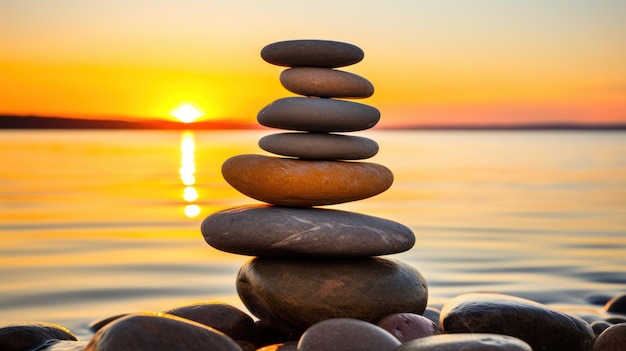 A stack of rocks on a beach