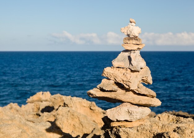 Stack of rocks on coast of Kauai