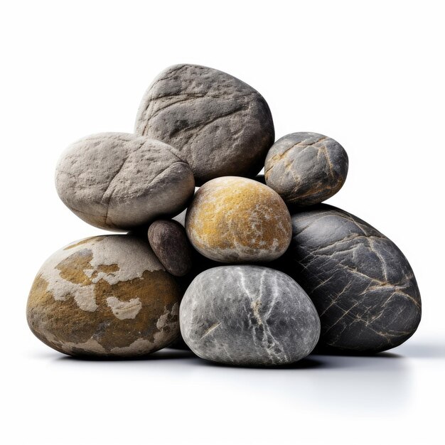 A stack of rocks isolated on white background