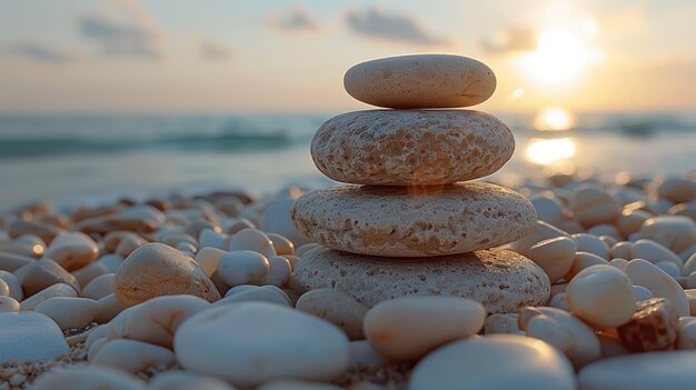 Photo stack of rocks on sandy beach