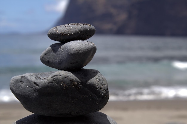 Stack of rocks on sunny day