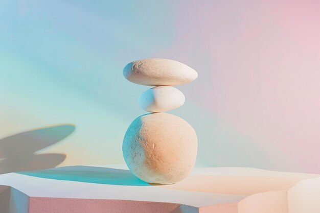 Stack of rocks on wall Generative AI