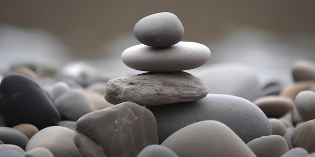 A stack of rocks with one of them stacked on top of it