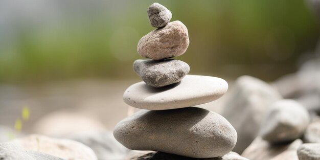 A stack of rocks with one of them stacked on top of it.