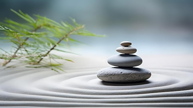 A stack of rocks with a pine tree in the middle