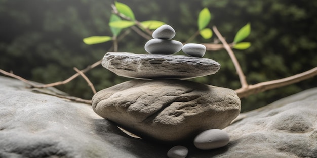 A stack of rocks with the words " zen " on the top.