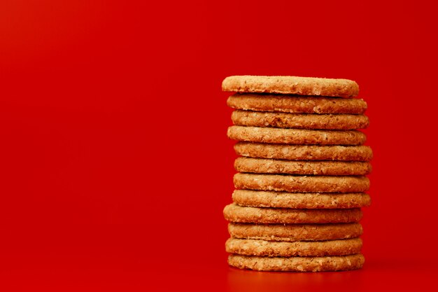 Stack of round oat cookies