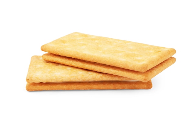 A stack of salt cracker on a white background