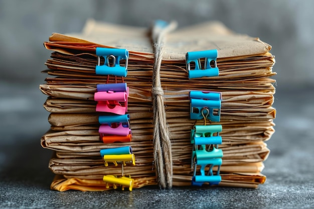 Una pila di fogli di carta sul tavolo documenti di carta incastrati sul tavolo concetto aziendale