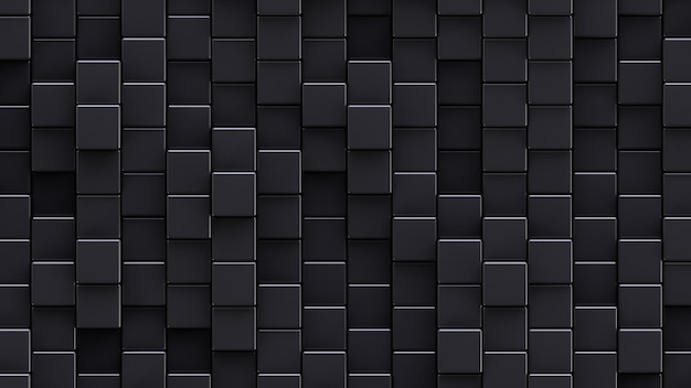 Stack of square black cells with shiny edges