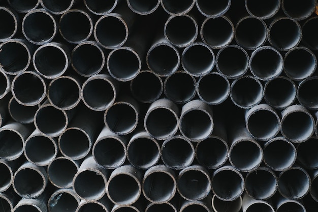 Photo stack of square steel pipes for construction suppliesthailand
