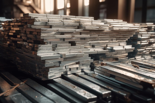 A stack of steel bars with the word steel on the top.