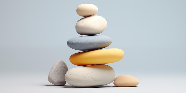 A stack of stones of different colors neatly stacked on top of each other Visually appealing balance composition