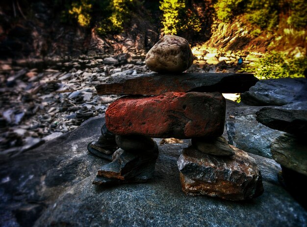 Photo stack stones in forest