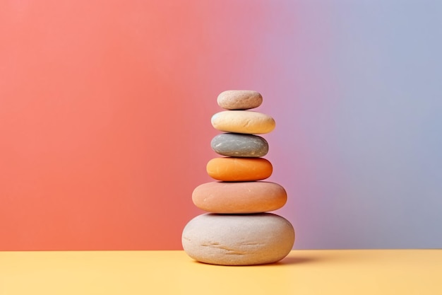 A stack of stones is stacked on top of each other.