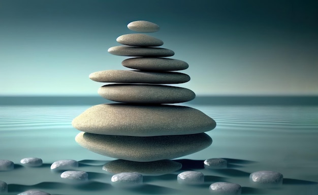 A stack of stones on a water surface