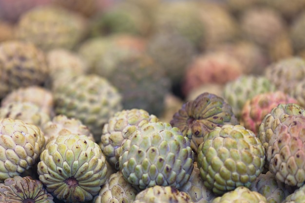 Stack of Sugar apples on a market stall