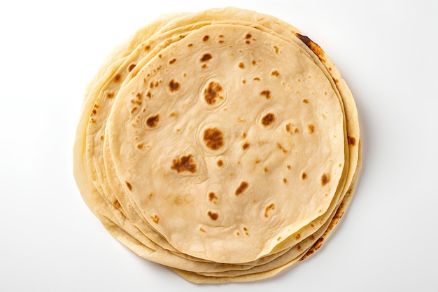 a stack of tortillas with a white background