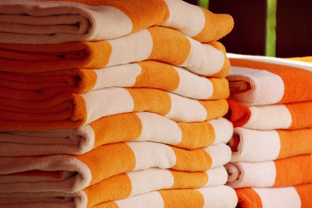 Photo stack towels by the pool