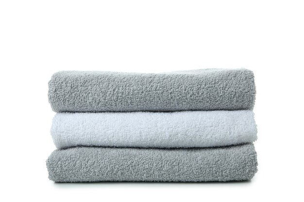 Stack of towels isolated on white