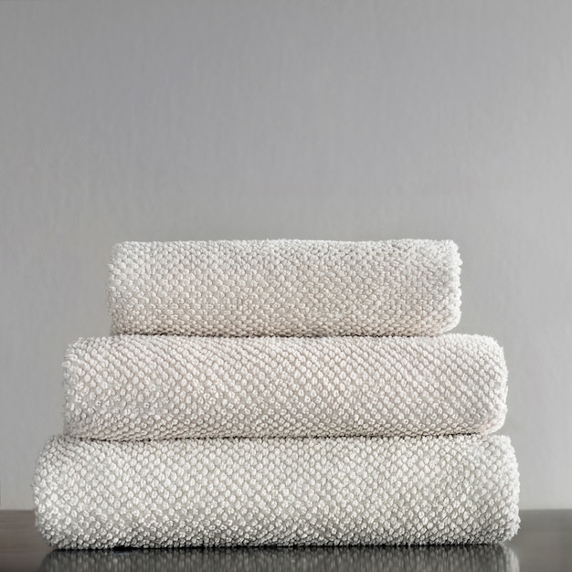 Stack of towels ready to be used 