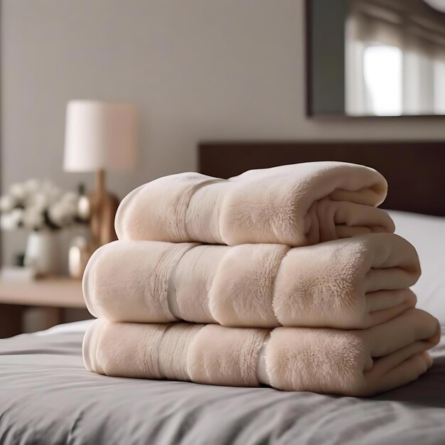 A stack of towels on the table