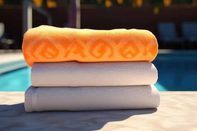 a stack of towels on a table