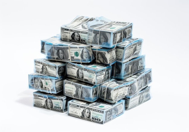 Photo a stack of twenty dollar bills