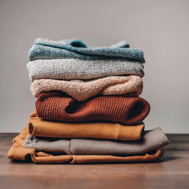 Stack of various sweaters isolated Ai generative