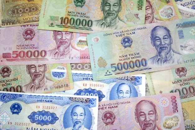 Photo stack of vietnamese dong banknotes