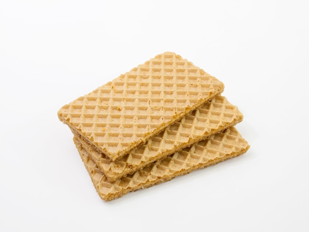 Stack of waffles isolated on white background