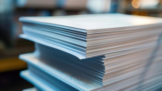 A stack of white blank paper for printing Office routine concept