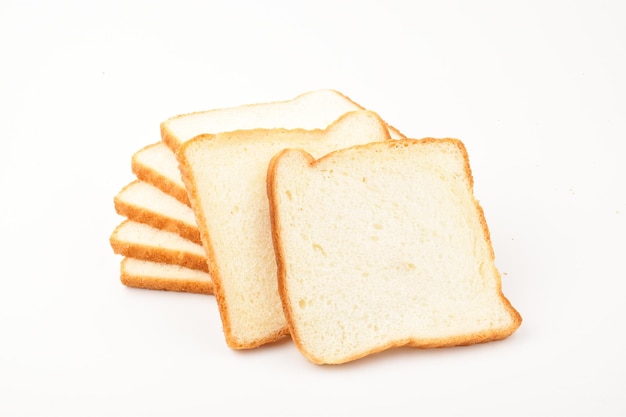 Stack of white bread isolated on white background