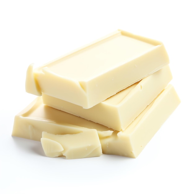 a stack of white chocolate bars