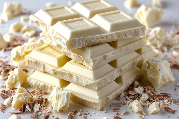 Photo stack of white chocolate on table