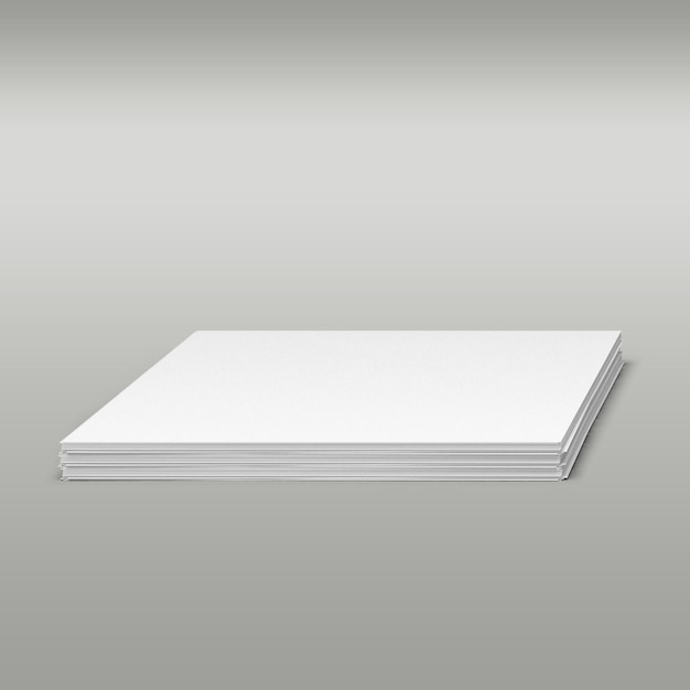 Stack of white empty bank cards on a grey background fit for Template design