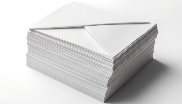 A stack of white paper on a white background