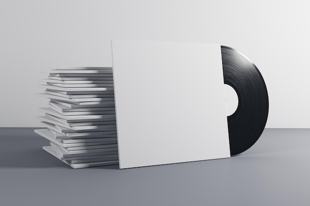 Photo stack of white vinyl cases