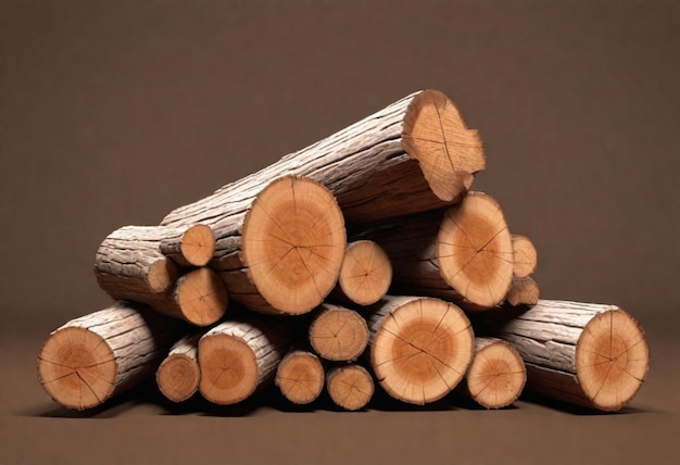 a stack of wood logs with a triangle on the top